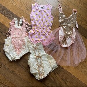 4 piece Girl’s Romper Lot - Pink/Gold - 2T/3T